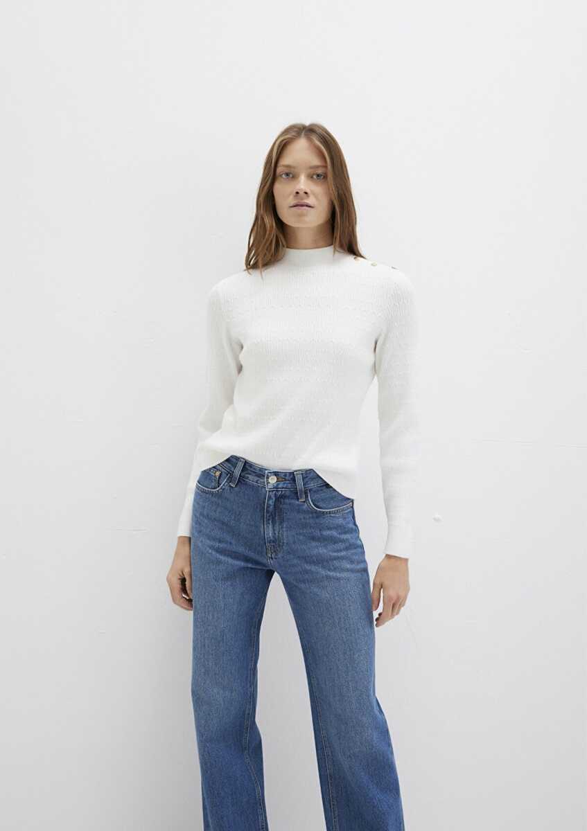 Mavi Omuz Detaylı Ekru Kadın Kazak 1710798-70057 - Mavi (1)