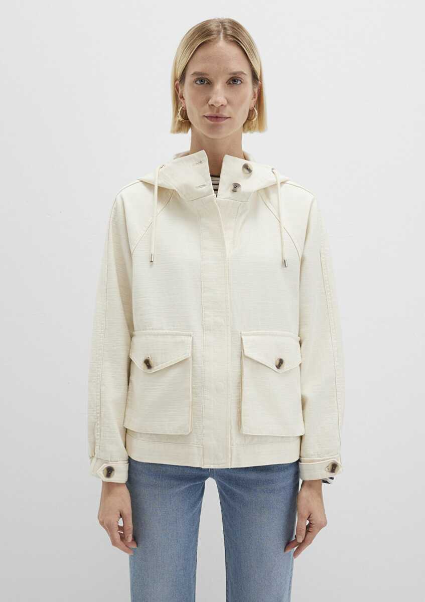 Mavi Oversize Ekru Kapüşonlu Kadın Ceket 1110625-89513 - 3