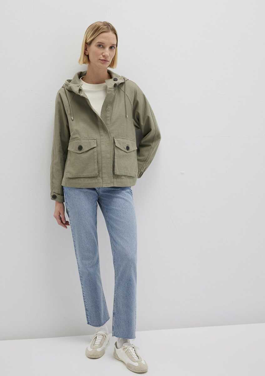 Mavi Oversize Haki Kapişonlu Kadın Ceket 1110625-71818 - Mavi (1)