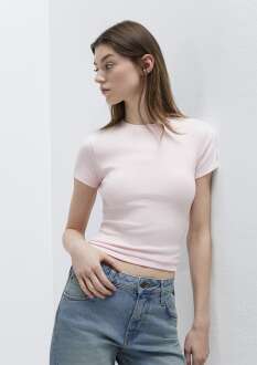 Mavi Pembe Basic Crop Kadın Tişört 1614180-89200