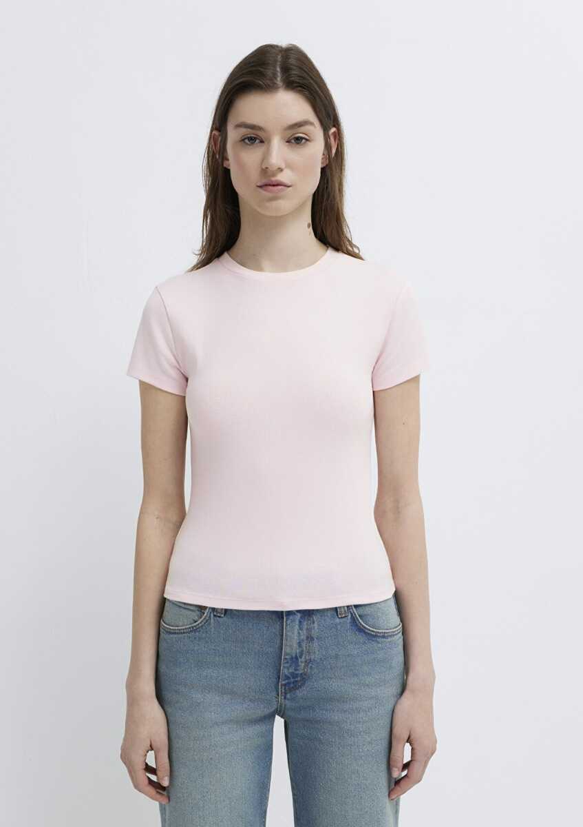 Mavi Pembe Basic Crop Kadın Tişört 1614180-89200 - 3