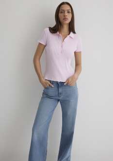 Mavi Pembe Fıtted Kadın Polo Tişört 1613120-71008