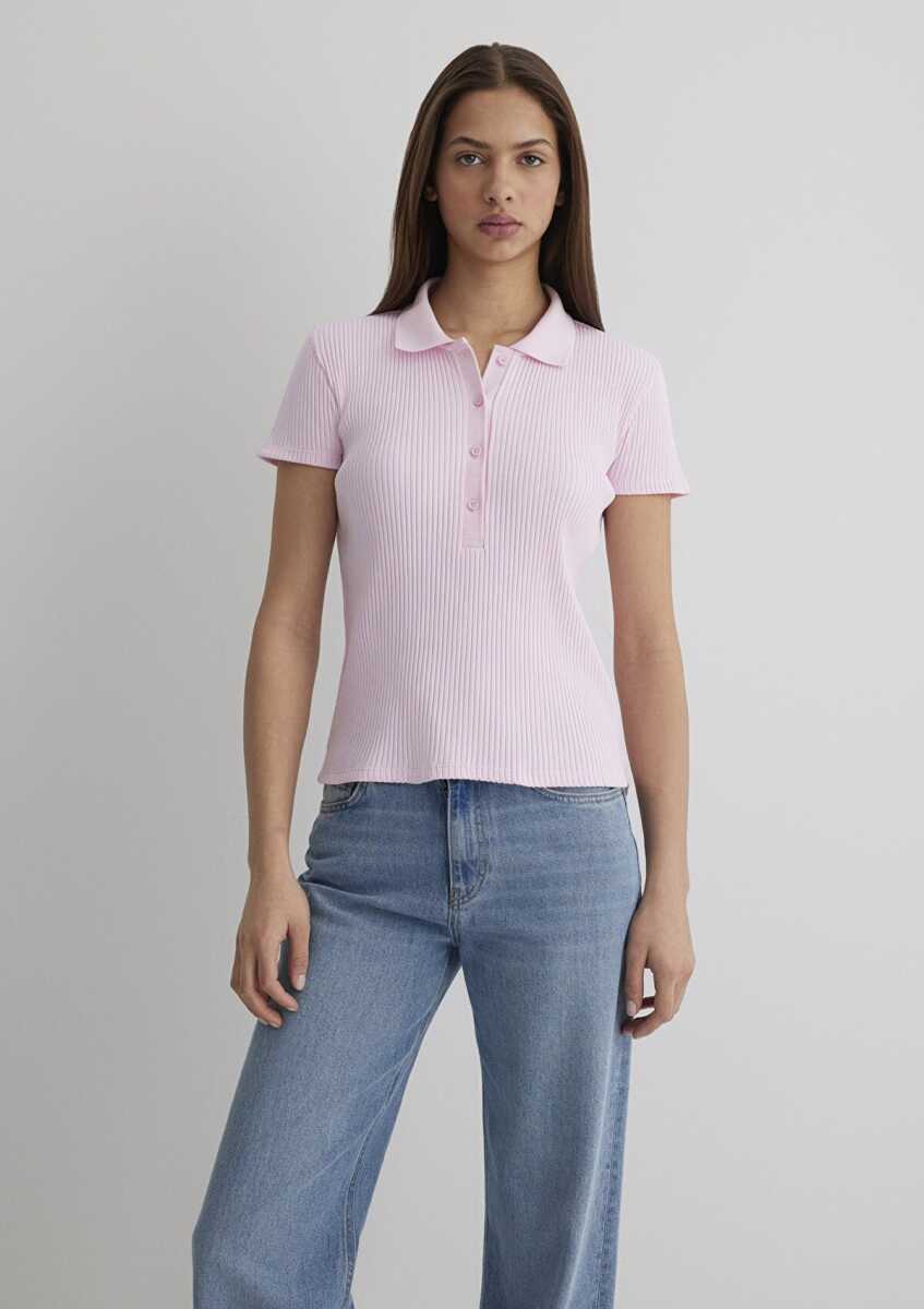 Mavi Pembe Fıtted Kadın Polo Tişört 1613120-71008 - 3