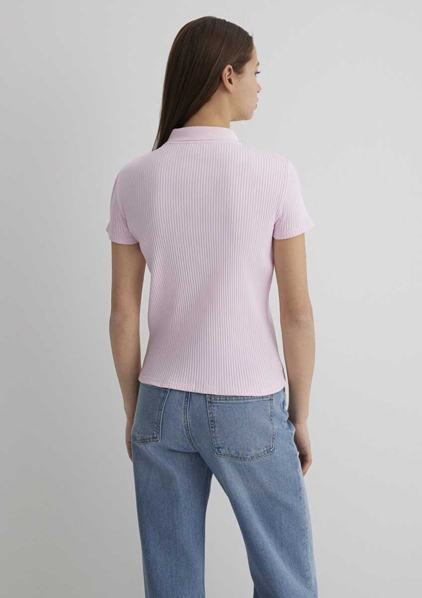Mavi Pembe Fıtted Kadın Polo Tişört 1613120-71008 - 4