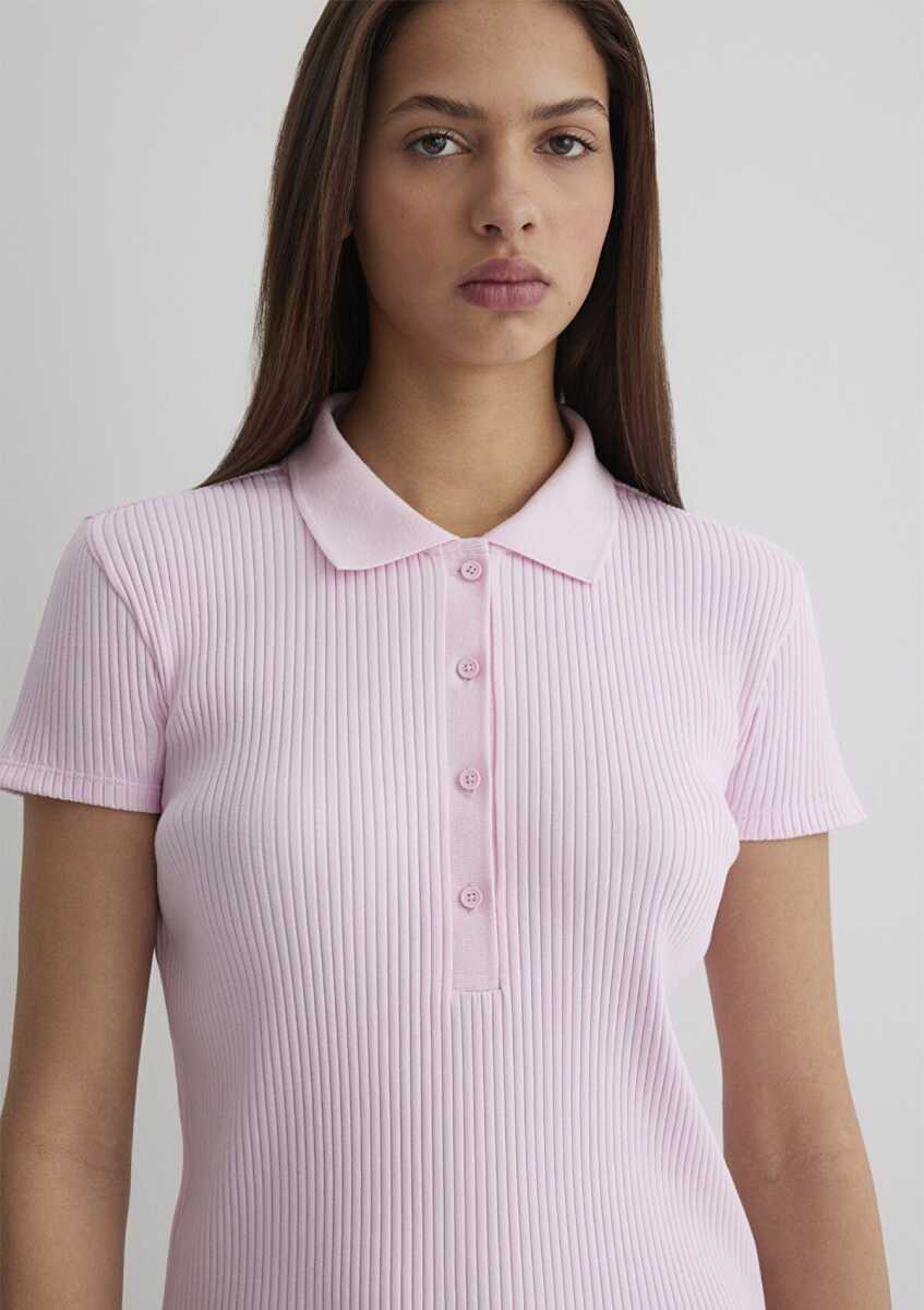 Mavi Pembe Fıtted Kadın Polo Tişört 1613120-71008 - 5