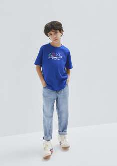 Mavi PlayStation Baskılı Mavi Loose Fit Çocuk Tişört 6610422-70896 
