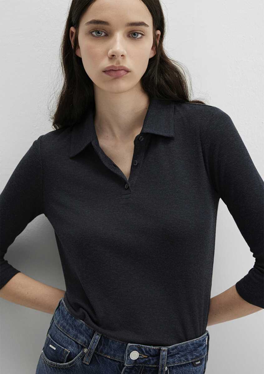 Mavi Polo Yaka Antrasit Kadın Sweat 1613647-80022 - Mavi (1)