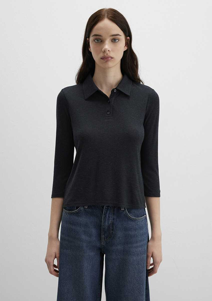 Mavi Polo Yaka Antrasit Kadın Sweat 1613647-80022 - 4