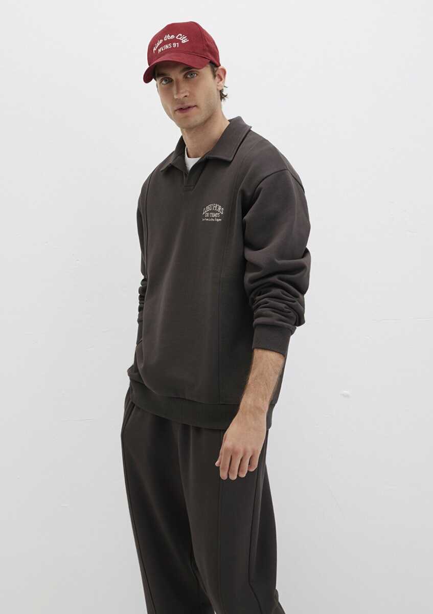 Mavi Polo Yaka Kahverengi Loose Fit Erkek Sweat 0S10479-70219 (1)