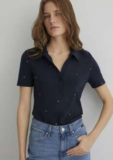 Mavi Polo Yaka Koyu Lacivert Kadın Tişört 1612691-82318 