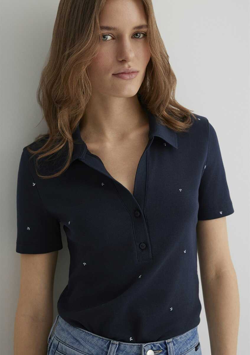 Mavi Polo Yaka Koyu Lacivert Kadın Tişört 1612691-82318 (1)