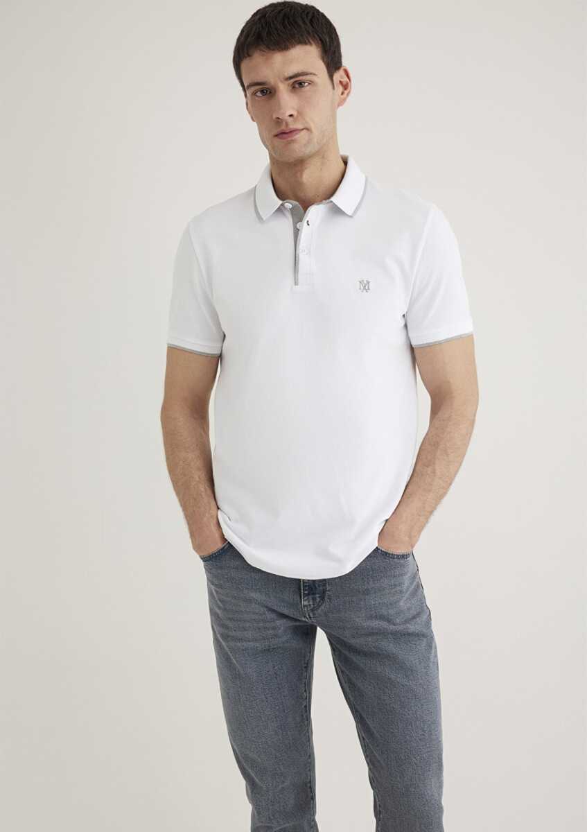 Mavi Beyaz Erkek Polo Tişört 062373-27879 - 1