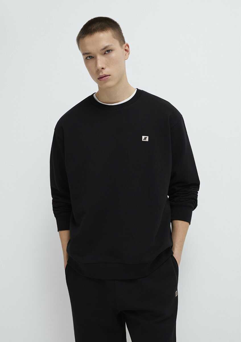 Mavi Pro Bisiklet Yaka Siyah Loose Fit Erkek Sweat 0S10513-900 - 1