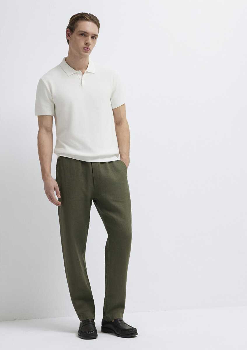 Mavi Regular Fit Yeşil Erkek Keten Pantolon 0010577-71581 (1)