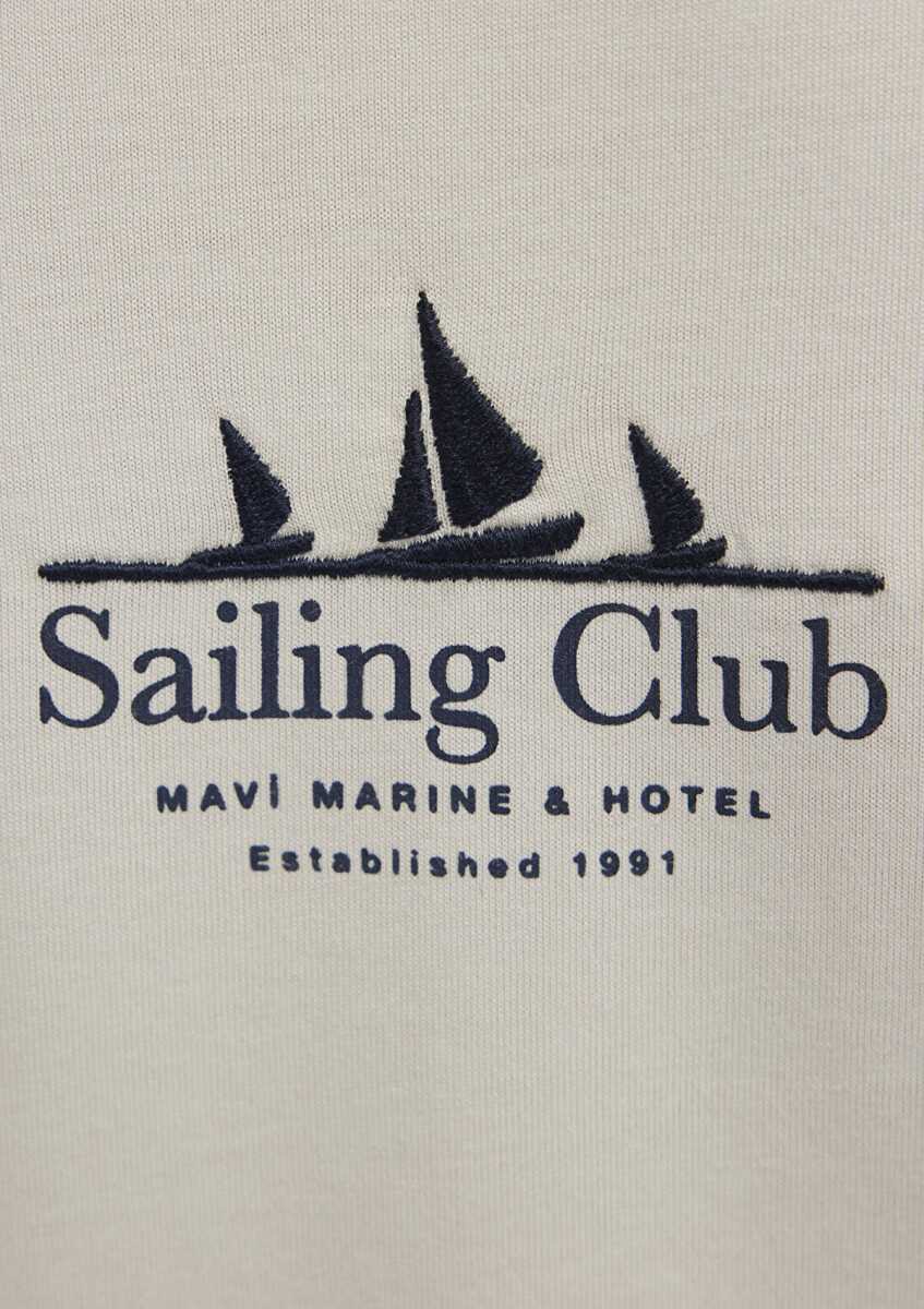 Mavi Sailing Club Baskılı Bej Loose Fit Erkek Tişört 0613284-70144 - 7