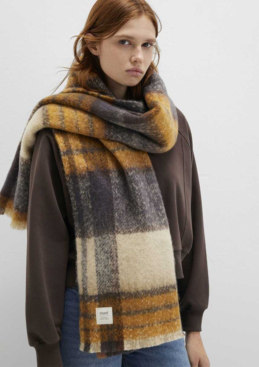 Mavi Sarı Kadın Atkı 1913597-35708 - Mavi