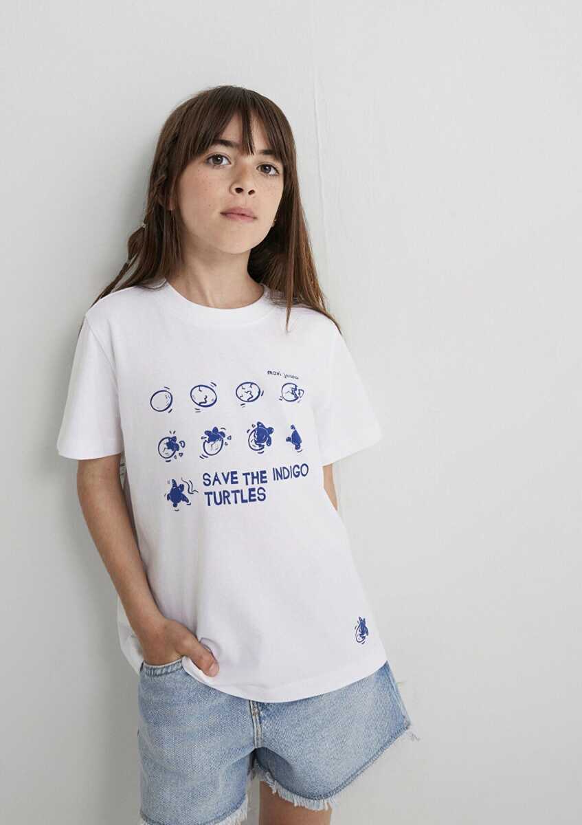 Mavi Save The Indıgo Turtles Beyaz Çocuk Tişört 7610376-620 - Mavi