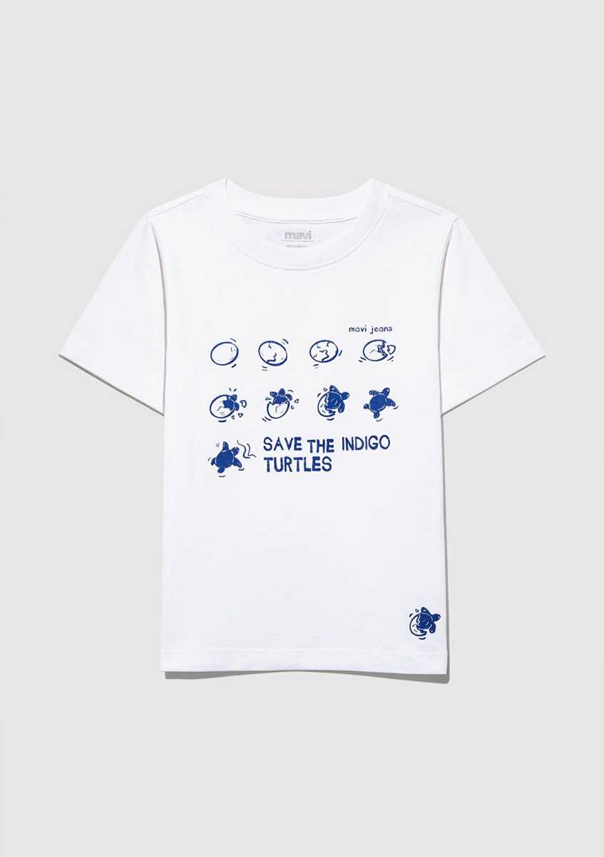 Mavi Save The Indıgo Turtles Beyaz Çocuk Tişört 7610376-620 - Mavi (1)