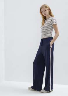 Mavi Şerit Detaylı Lacivert Wide Leg Yüksek Bel Kadın Eşofman Altı 1011061-82458