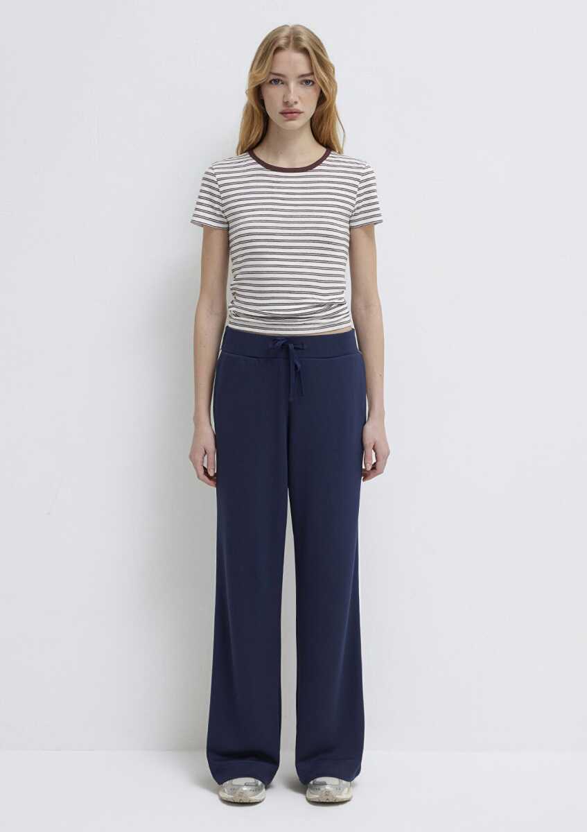 Mavi Şerit Detaylı Lacivert Wide Leg Yüksek Bel Kadın Eşofman Altı 1011061-82458 - 3