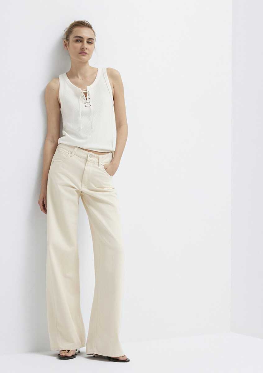 Mavi Siena Iconic Krem Wide Leg Kadın Jean Pantolon 1010763-A3903 - 1