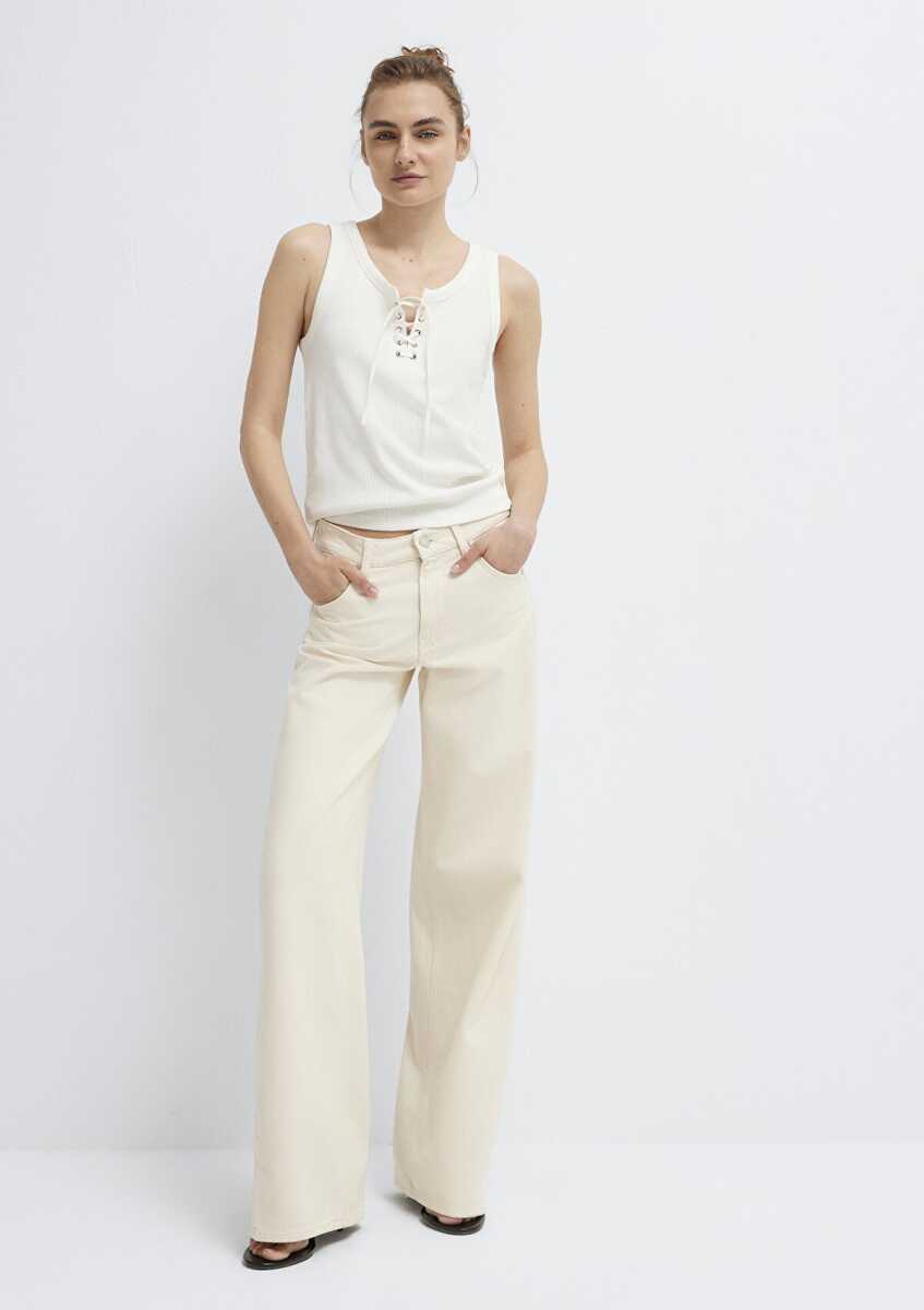 Mavi Siena Iconic Krem Wide Leg Kadın Jean Pantolon 1010763-A3903 - 2
