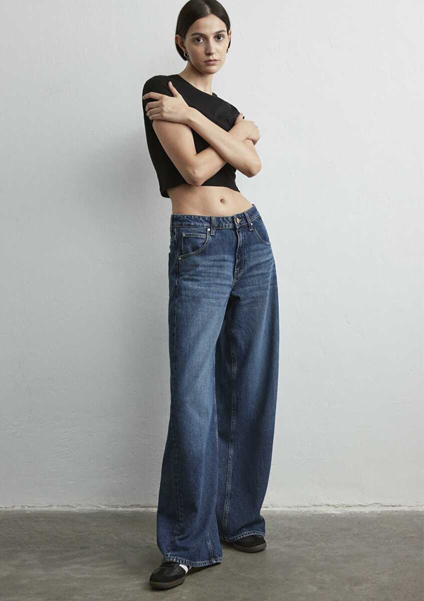 Mavi Siena Iconic Puslu Koyu Mavi Wide Leg Yüksek Bel Geniş Paça Kadın Jean Pantolon 1010763-87748 - 3