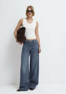 Mavi Siena Iconic Puslu Koyu Mavi Wide Leg Yüksek Bel Geniş Paça Kadın Jean Pantolon 1010763-A3778