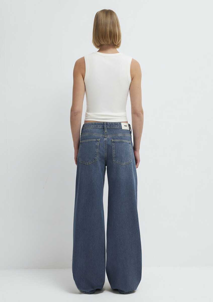 Mavi Siena Iconic Puslu Koyu Mavi Wide Leg Yüksek Bel Geniş Paça Kadın Jean Pantolon 1010763-A3778 - 5