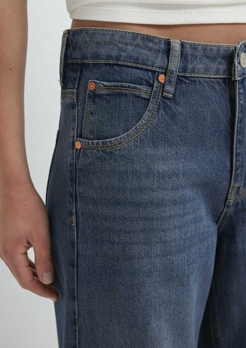 Mavi Siena Iconic Puslu Koyu Mavi Wide Leg Yüksek Bel Geniş Paça Kadın Jean Pantolon 1010763-A3778 - 7