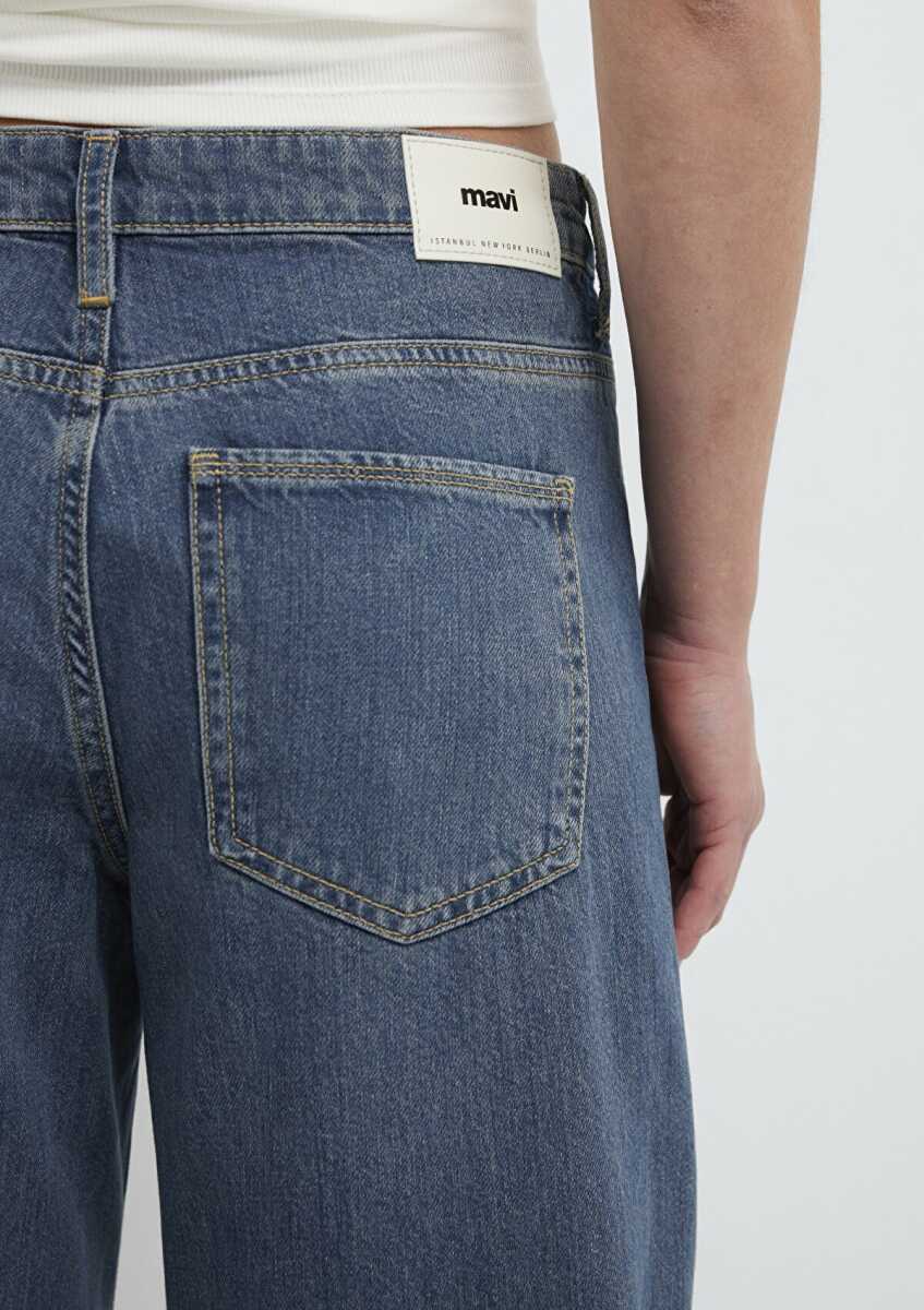Mavi Siena Iconic Puslu Koyu Mavi Wide Leg Yüksek Bel Geniş Paça Kadın Jean Pantolon 1010763-A3778 - 8