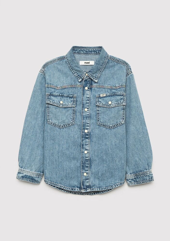 Mavi Sımba Denim Çocuk Jean Gömlek 6217002-A2948