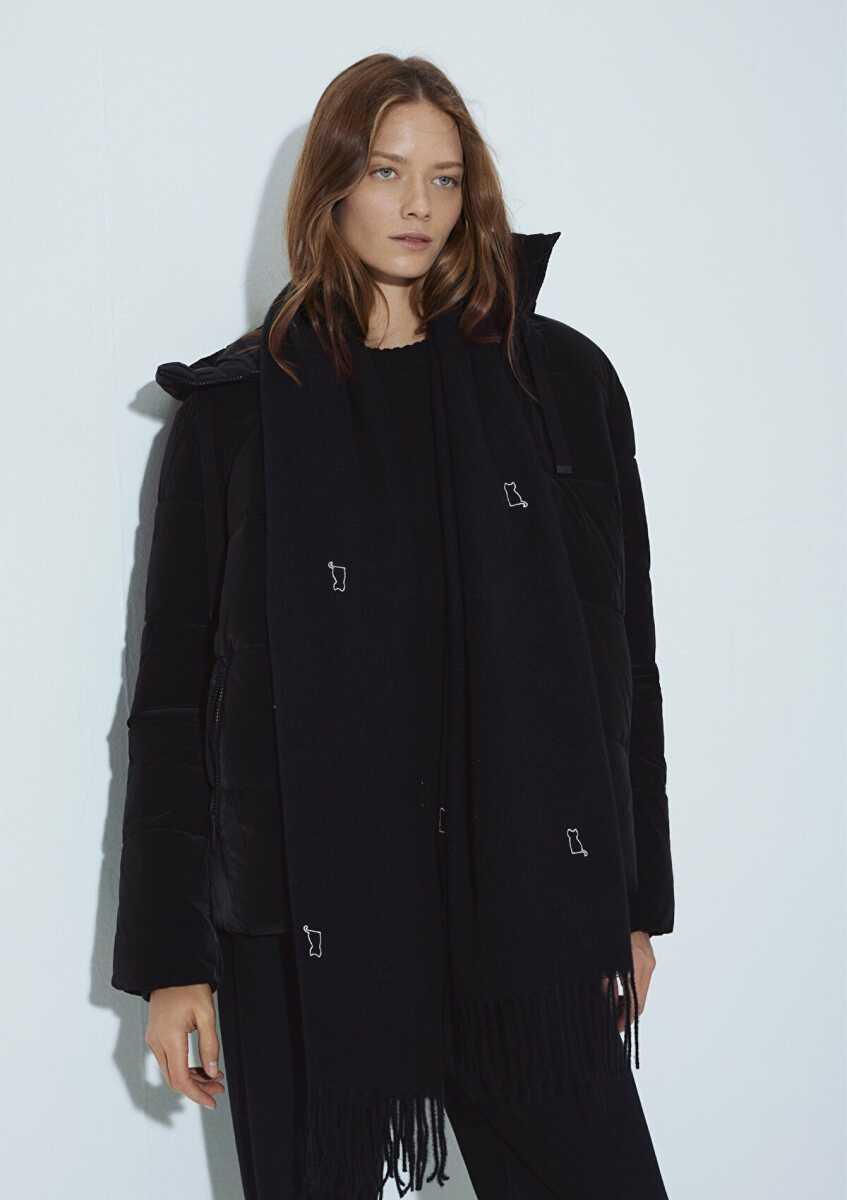 Mavi Siyah Kadın Atkı 1911730-900 - Mavi