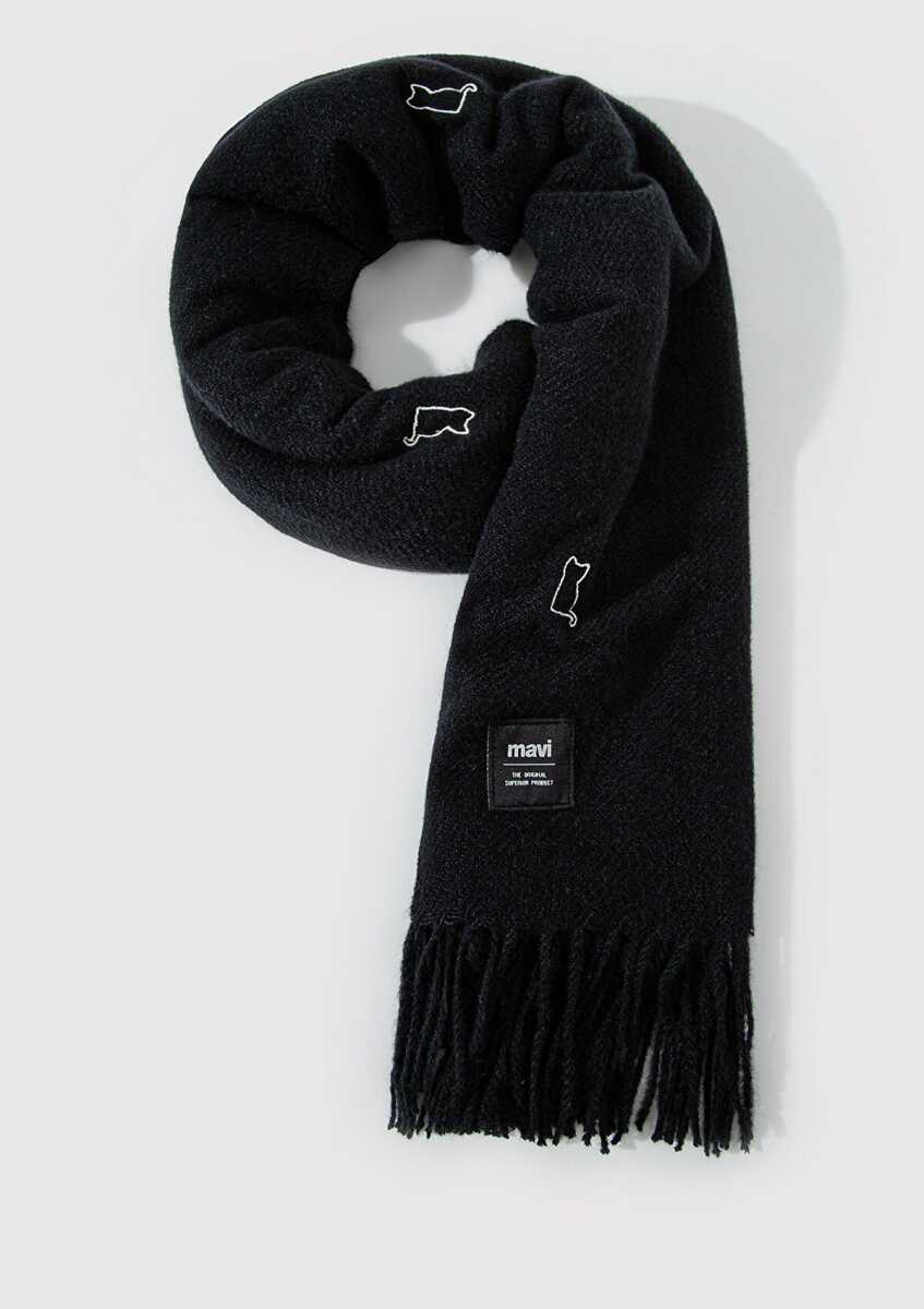 Mavi Siyah Kadın Atkı 1911730-900 - Mavi (1)