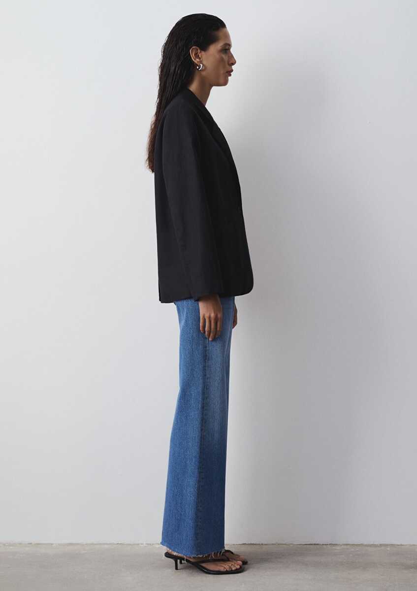 Mavi Siyah Keten Blazer Kadın Ceket 1110850-900 - 5