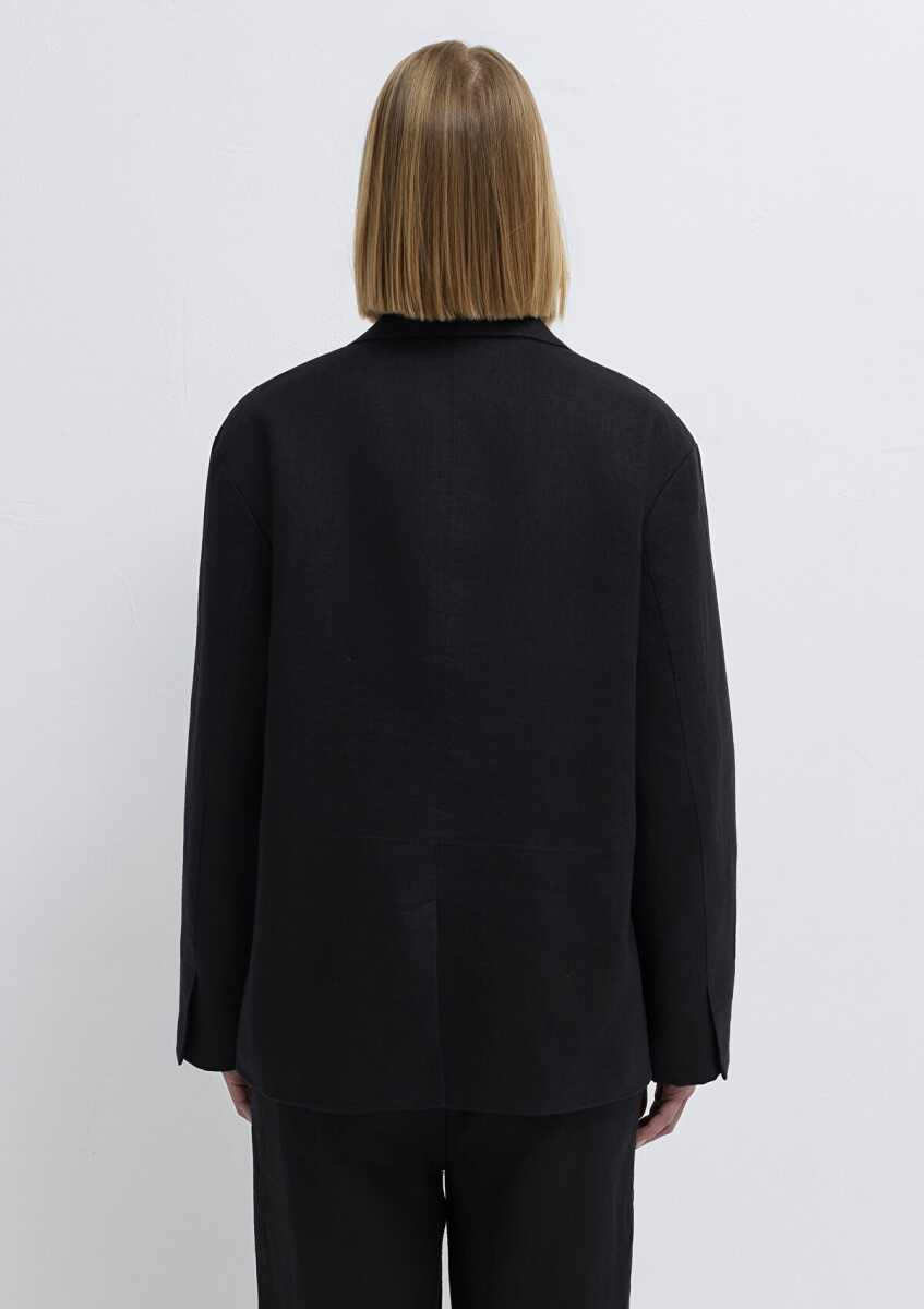Mavi Siyah Keten Blazer Kadın Ceket 1110850-900 - 6