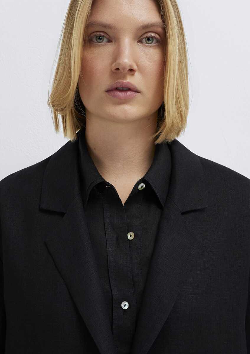 Mavi Siyah Keten Blazer Kadın Ceket 1110850-900 - 7