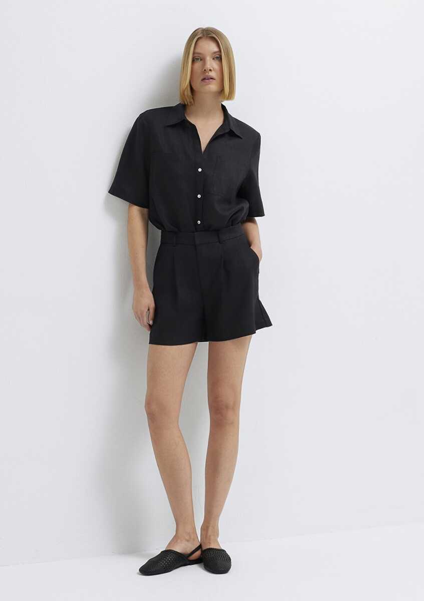 Mavi Siyah Keten Kadın Şort 1410253-900