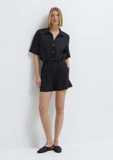 Mavi Siyah Keten Kadın Şort 1410253-900 