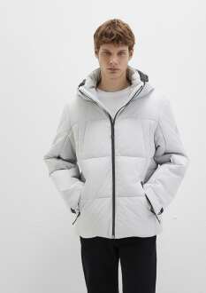 Mavi Su İtici Kapüşonlu Gri Erkek Şişme Mont 0110675-70074 