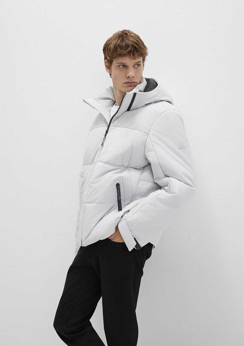 Mavi Su İtici Kapüşonlu Gri Erkek Şişme Mont 0110675-70074 - Mavi (1)