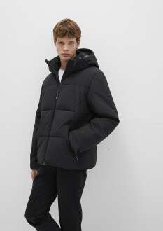 Mavi Su İtici Kapüşonlu Siyah Loose Fit  Erkek Şişme Mont 0110675-71379 