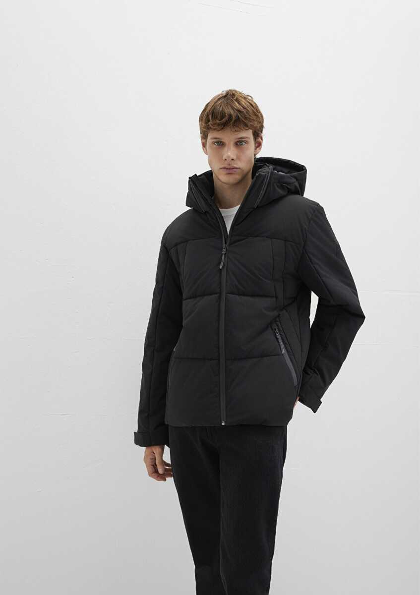 Mavi Su İtici Kapüşonlu Siyah Loose Fit Erkek Şişme Mont 0110675-71379 - Mavi (1)