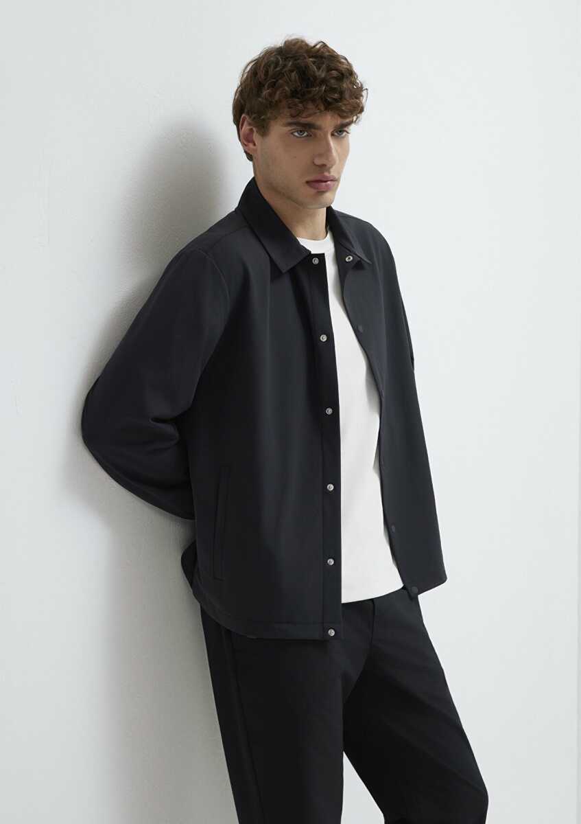 Mavi Su İtici Kapüşonlu Siyah Loose Fit Erkek Şişme Mont 0110754-71379 - Mavi (1)