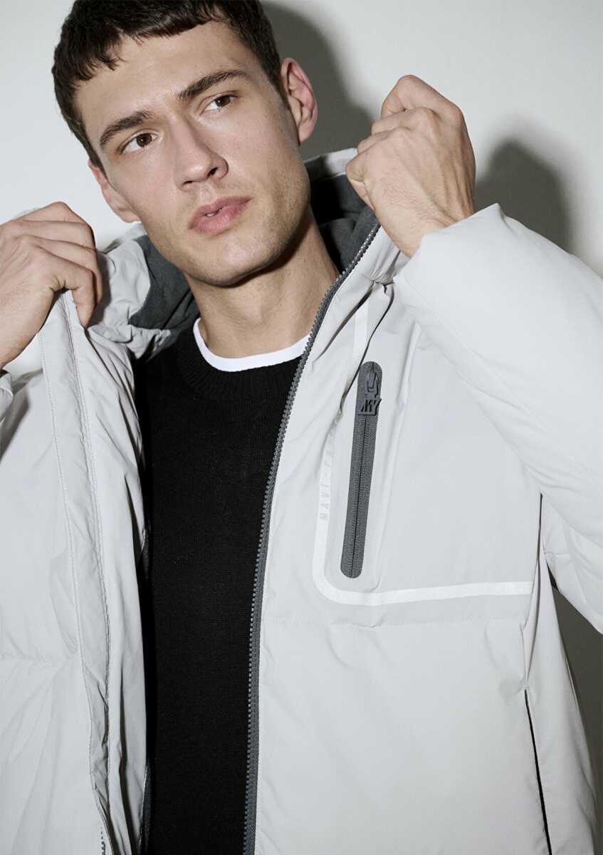 Mavi Su İtici Su İtici Gri Loose Fit Erkek Şişme Mont 0110463-70075 - Mavi