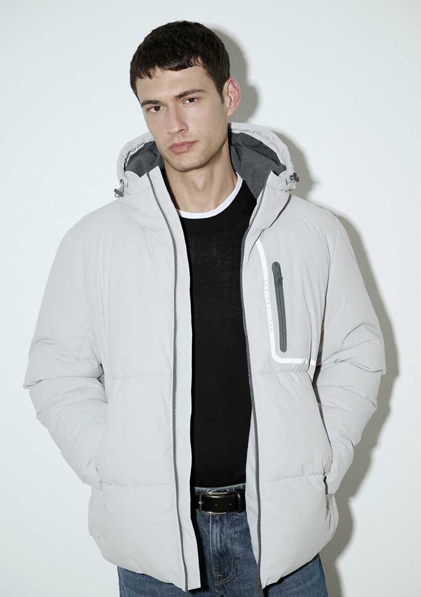 Mavi Su İtici Su İtici Gri Loose Fit Erkek Şişme Mont 0110463-70075 - Mavi (1)