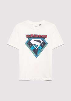 Mavi Superman Baskılı Beyaz Çocuk Tişört 6610381-70057