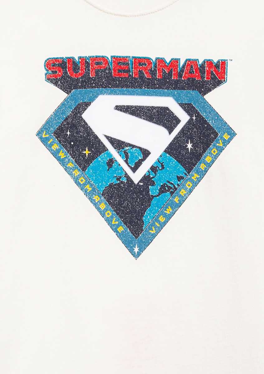 Mavi Superman Baskılı Beyaz Çocuk Tişört 6610381-70057 - 3