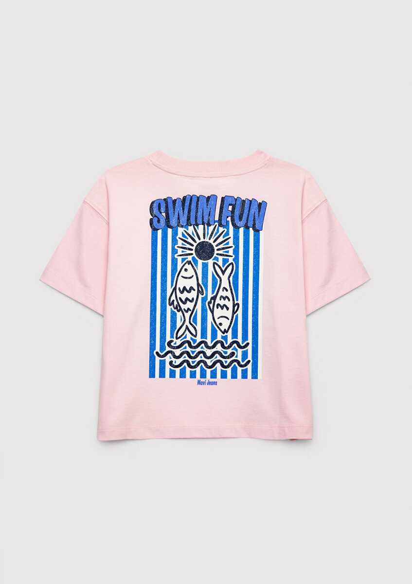 Mavi Swim Fun Baskılı Pembe Loose Fit Çocuk Tişört 7610440-90773 (1)