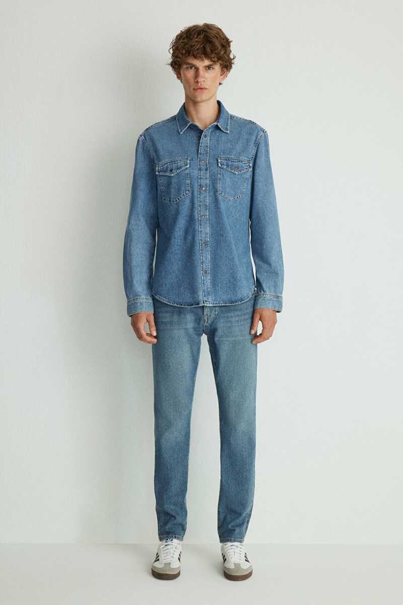 Mavi Ted Mid Blue Denim Erkek Jean Gömlek 0210909-87933 - 3